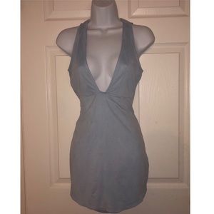 Light blue low cut cocktail dress